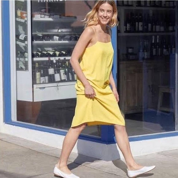 EVERLANE Japanese GoWeave Midi Cami Slip Dress in yellow - Picture 1 of 7